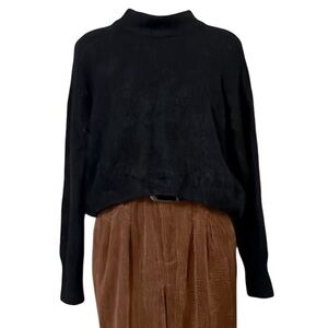 Sun + Moon Women’s Cropped Black Mock T Long Sleeve Sweater Sz S